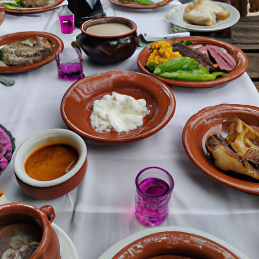 מבחר טעים של מנות בולגריות מסורתיות במסעדה מקומית.